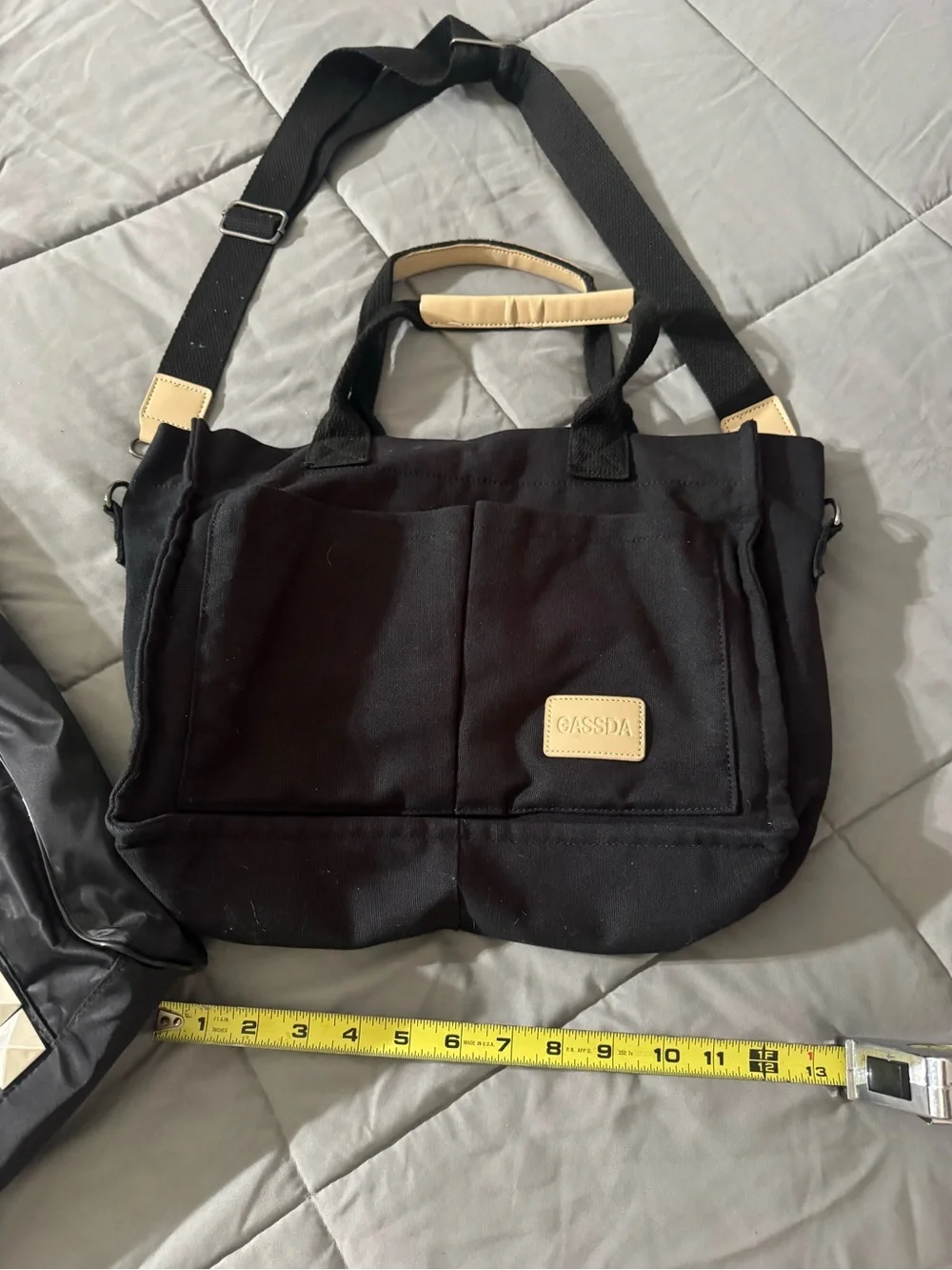 Black Nylon Shoulder Tote and Crossbody Bag Set - Unbranded